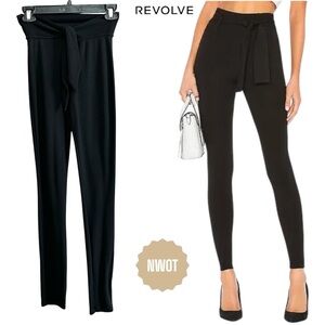 LPA X Revolve High Waist Belted Black Rayon Toe-Front Dressy Leggings, Size XS